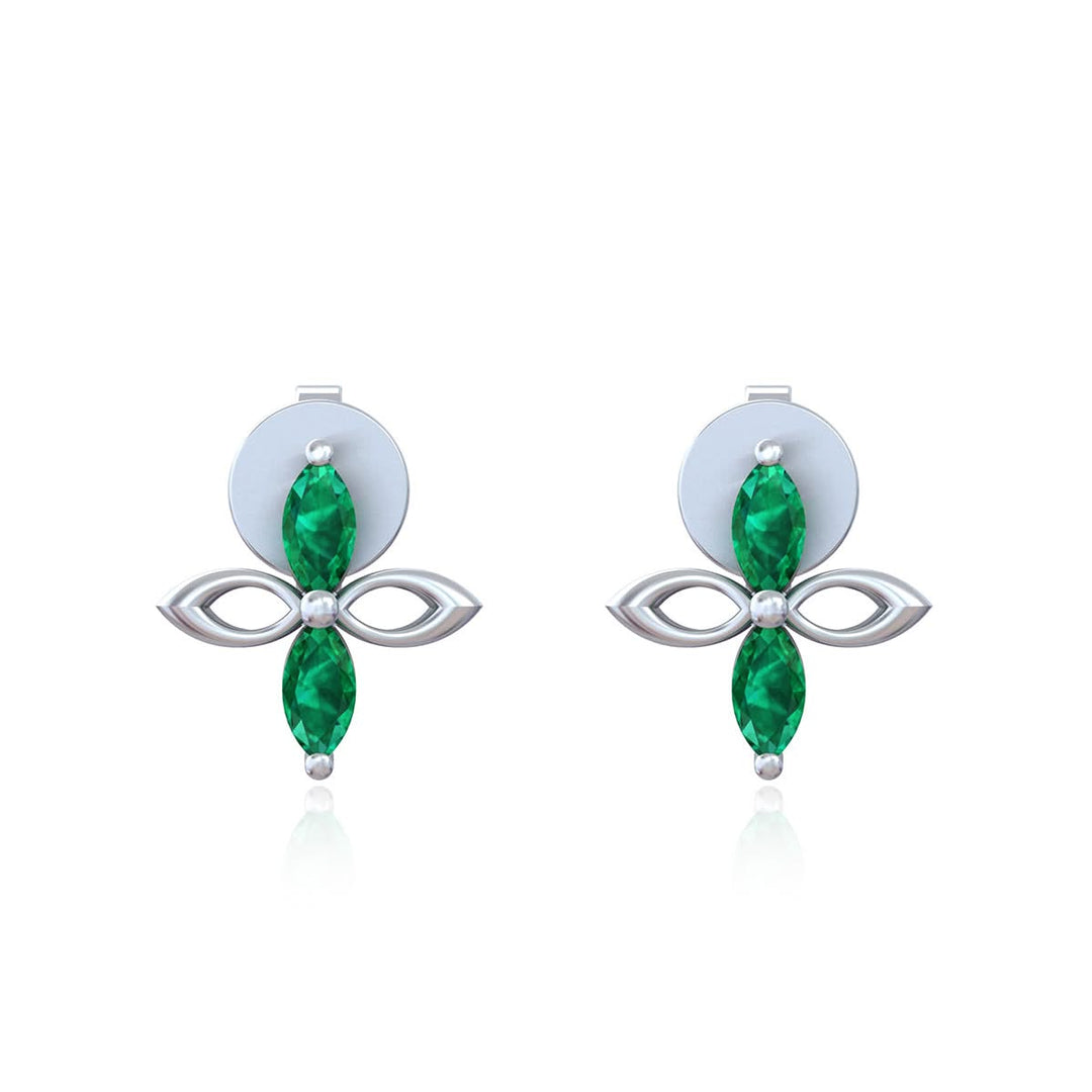 Silver Four-Leaf Petal Stud Earring