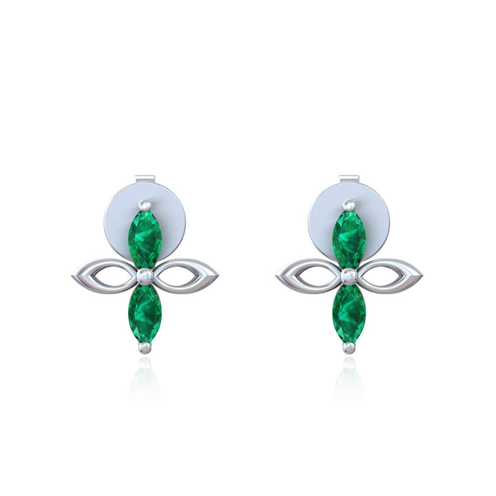 Silver Four-Leaf Petal Stud Earring
