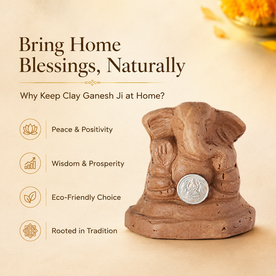 Ganesha Idol with 999 Silver Coin & Pooja Kit