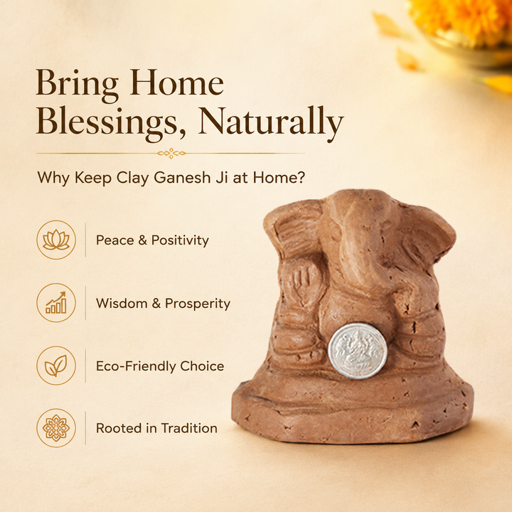 Ganesha Idol with 999 Silver Coin & Pooja Kit
