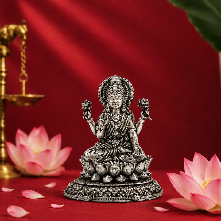 925 Sterling Silver Goddess Lakshmi Idol