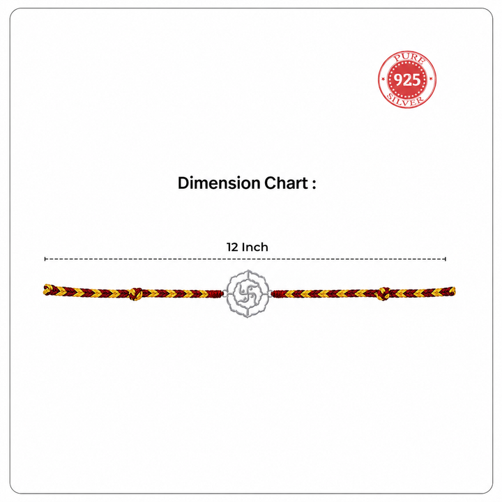 Unniyarcha 925 Pure Silver Swastik Rakhi with Chandan Tilak set