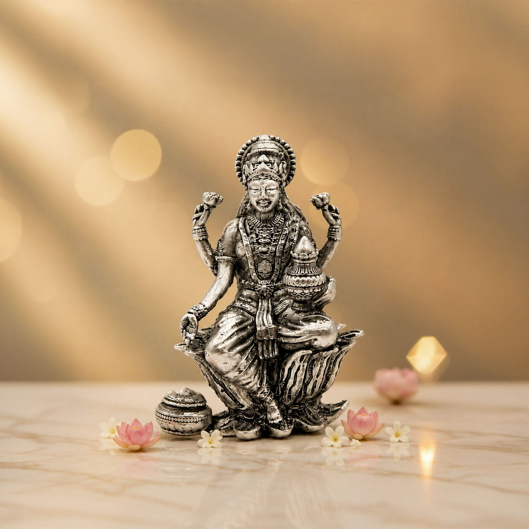 925 Sterling Silver Goddess Lakshmi Idol