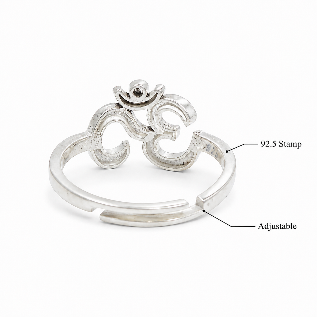 Unniyarcha 925 Sterling Silver Sacred Om Ring (Adjustable)