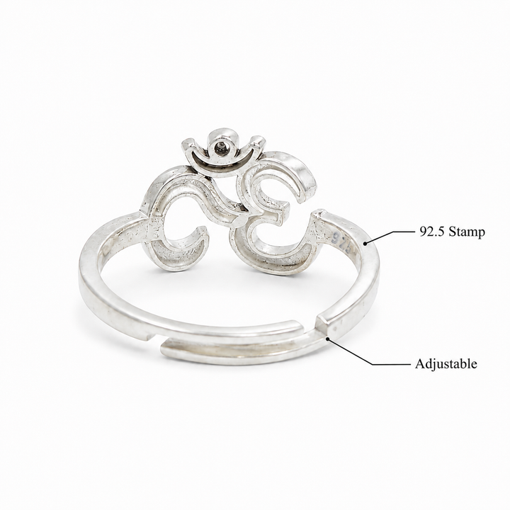 Unniyarcha 925 Sterling Silver Sacred Om Ring (Adjustable)
