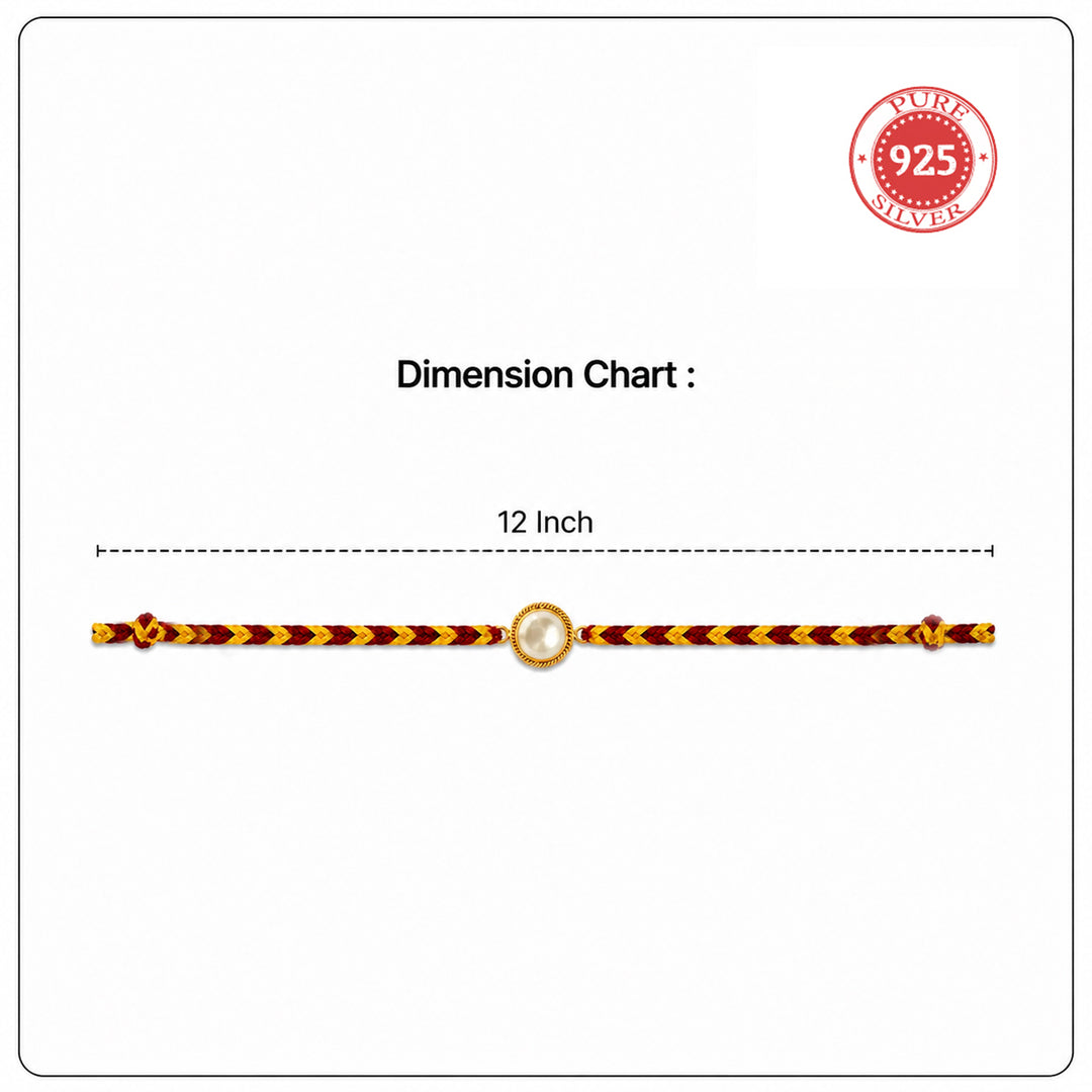 92.5 Silver Pearl Rakhi with Chandan Tilak Set
