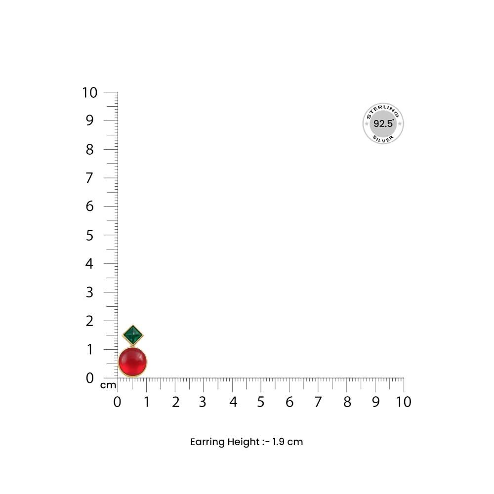 Silver Red Kundan Stud Earrings