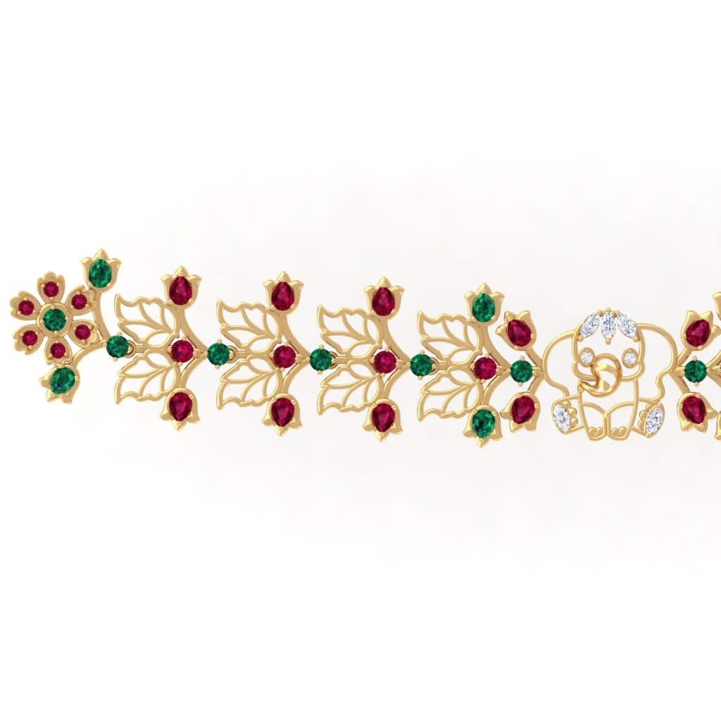 925 Pure Silver Floral Elephant Statement Choker