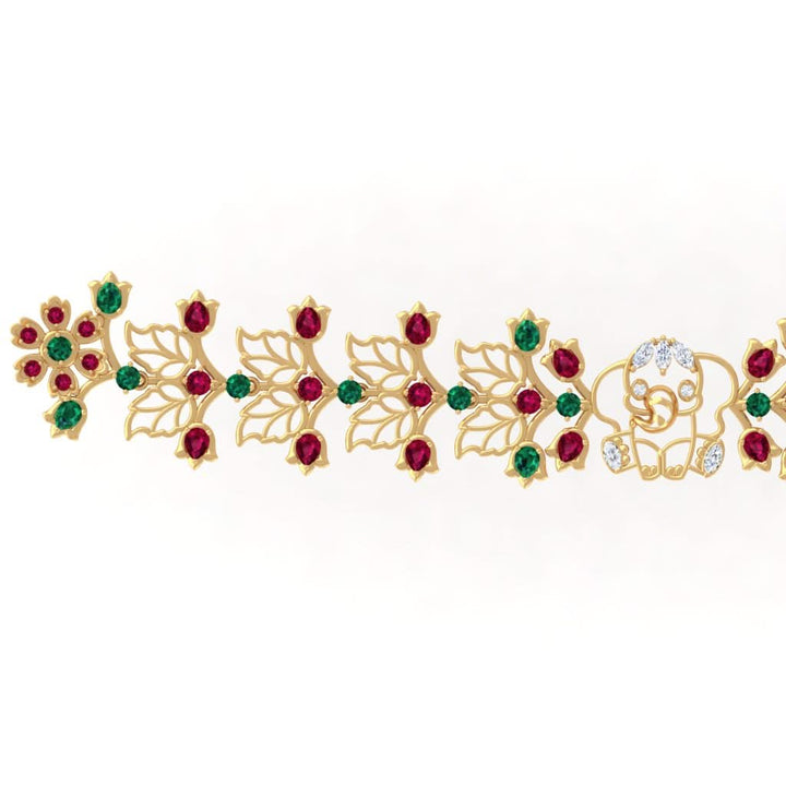 925 Pure Silver Floral Elephant Statement Choker