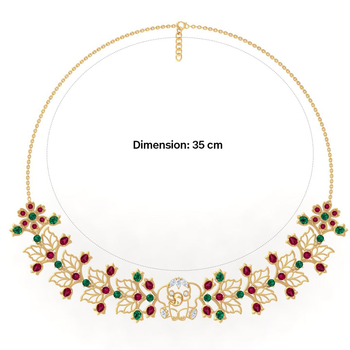 925 Pure Silver Floral Elephant Statement Choker