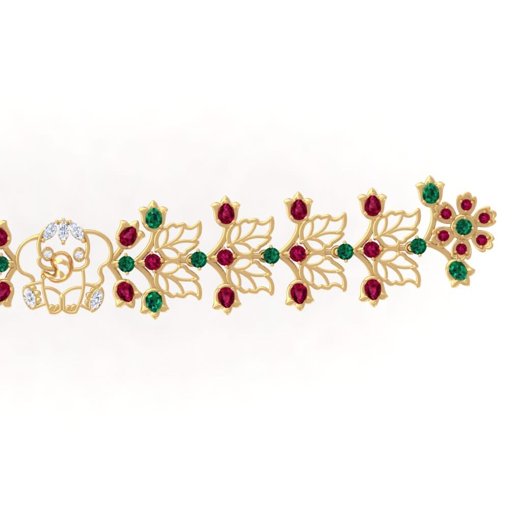 925 Pure Silver Floral Elephant Statement Choker