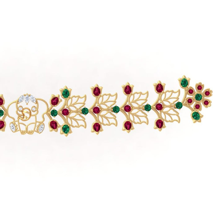 925 Pure Silver Floral Elephant Statement Choker