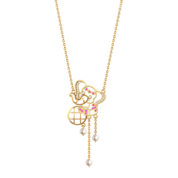 925 Pure Silver Elephant Ball Tassel Necklace