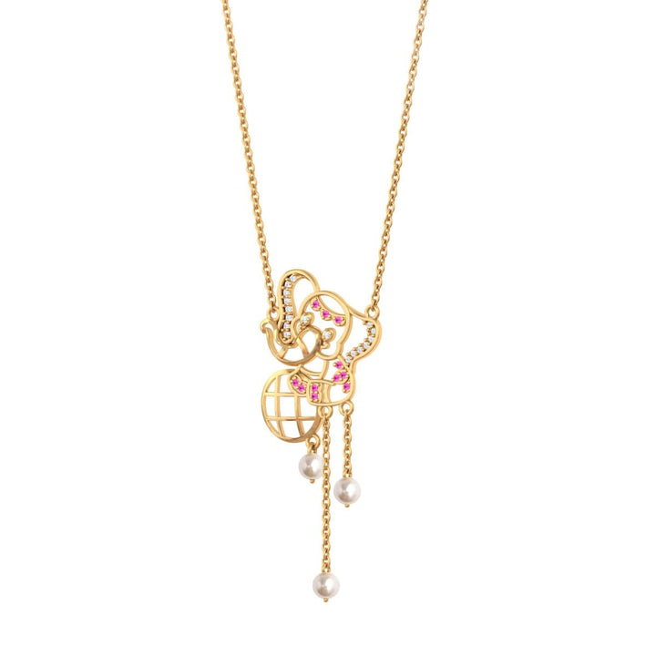 925 Pure Silver Elephant Ball Tassel Necklace