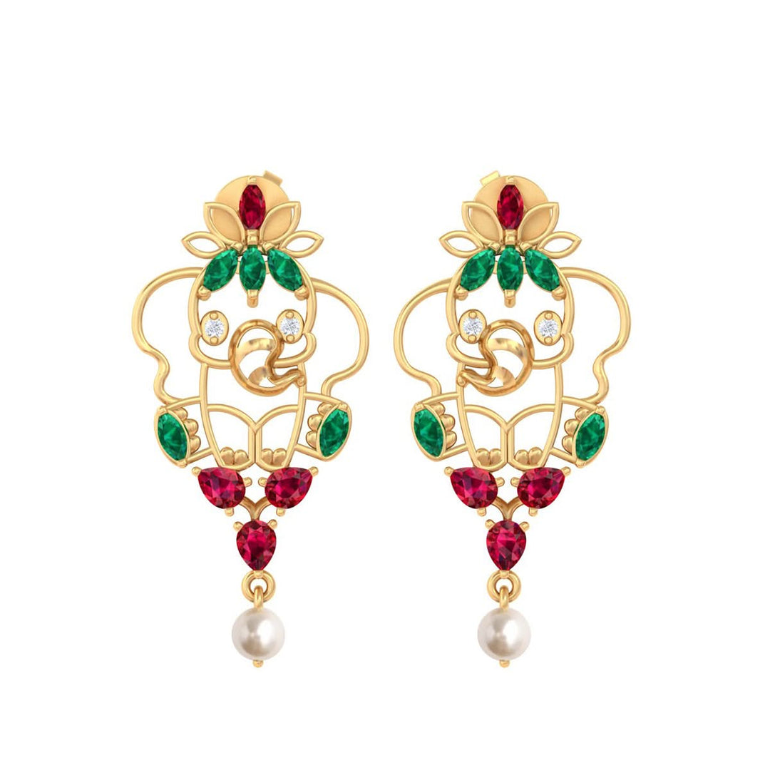 925 Pure Silver Sitting Elephant Floral Drop Earrings