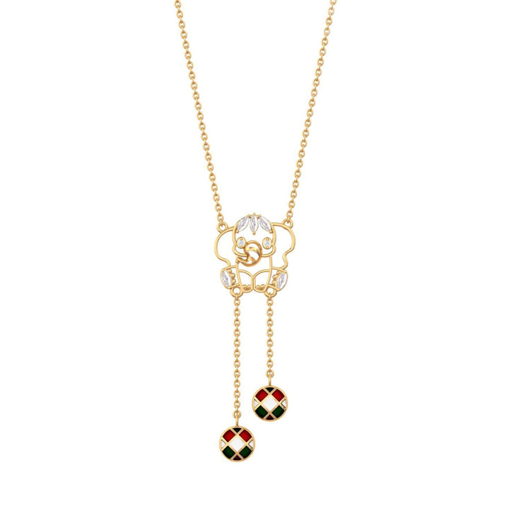 925 Pure Silver Elephant enamel ball Necklace
