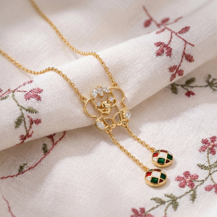 925 Pure Silver Elephant enamel ball Necklace