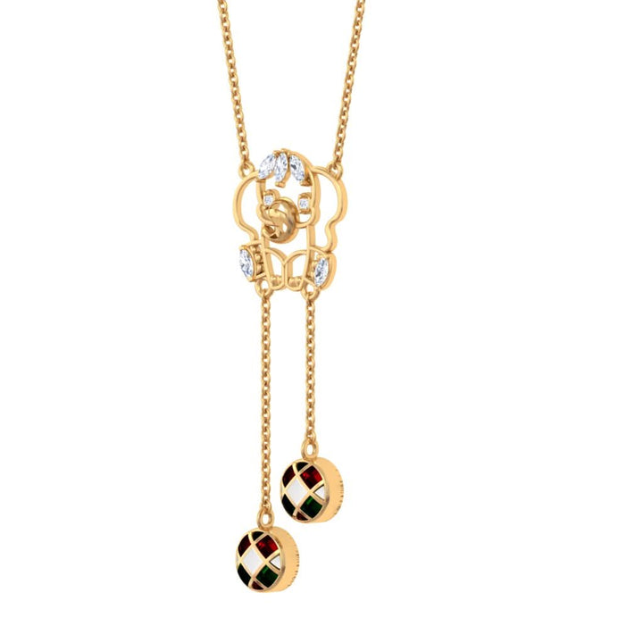 925 Pure Silver Elephant enamel ball Necklace