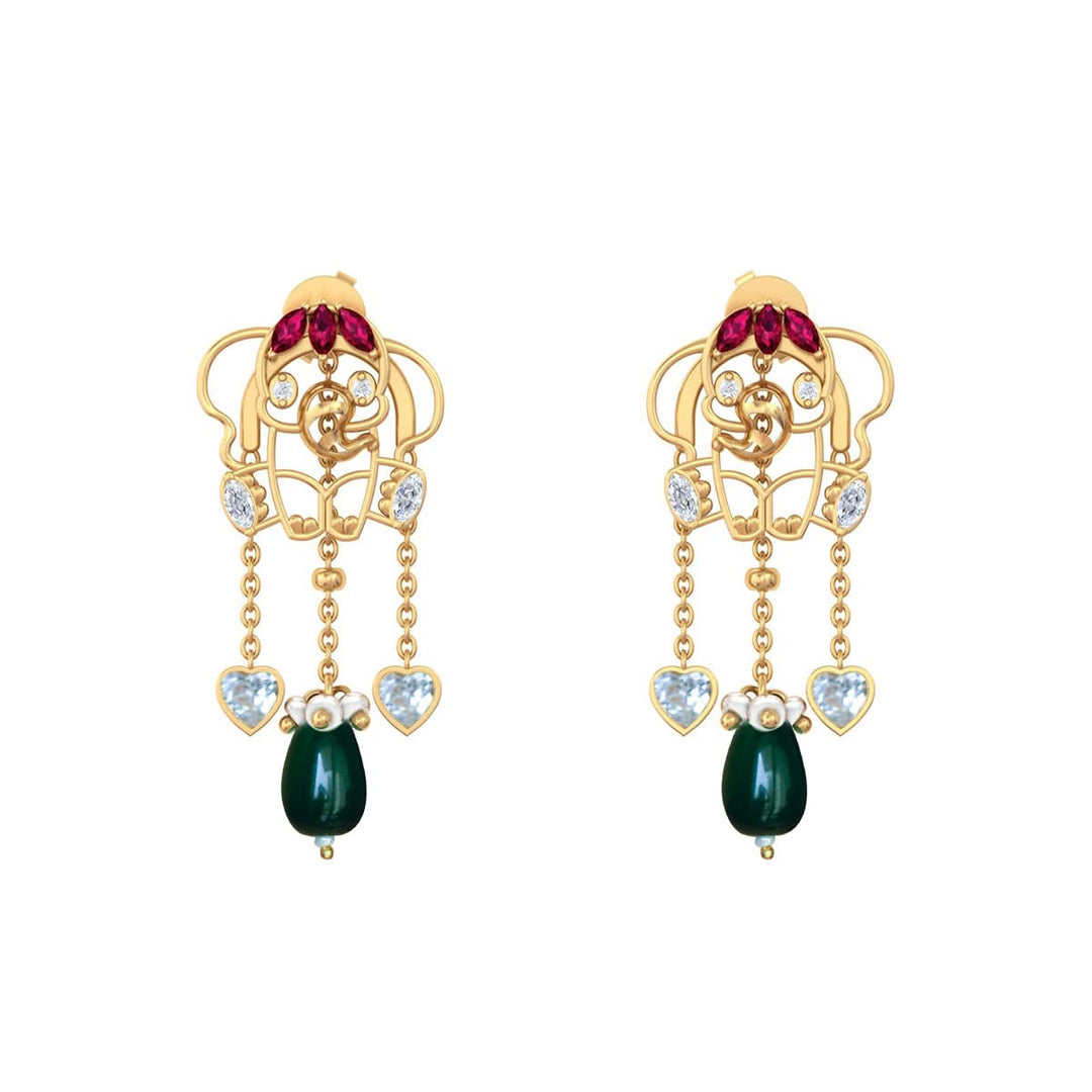 925 Pure Silver Detachable Elephant Tassel Earrings