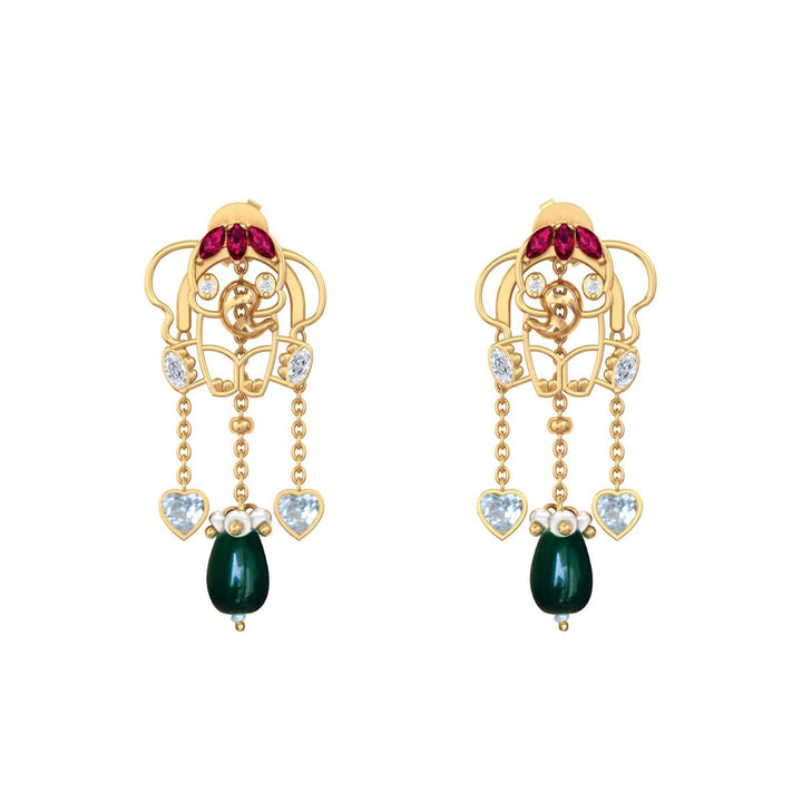 925 Pure Silver Detachable Elephant Tassel Earrings