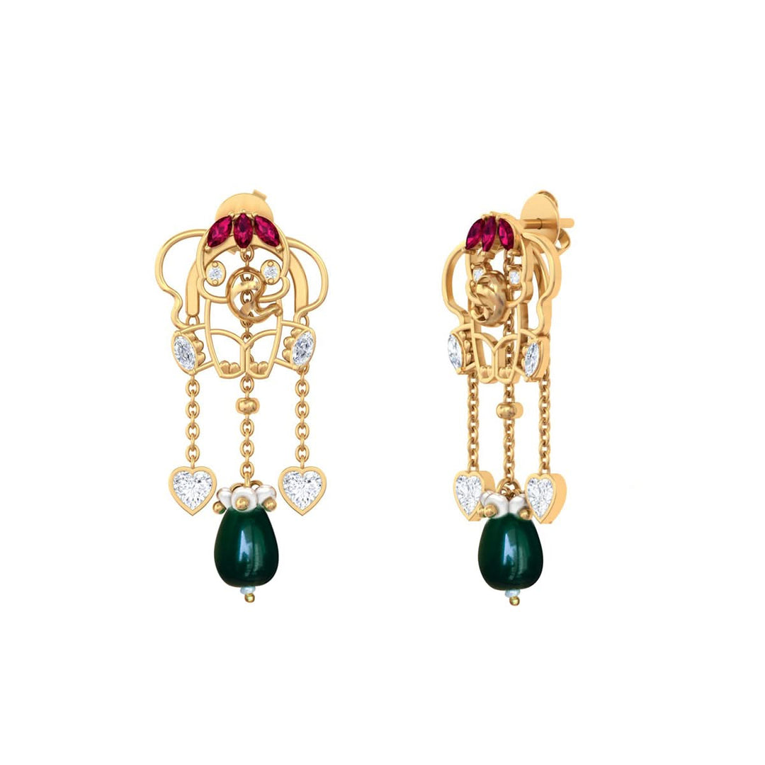 925 Pure Silver Detachable Elephant Tassel Earrings