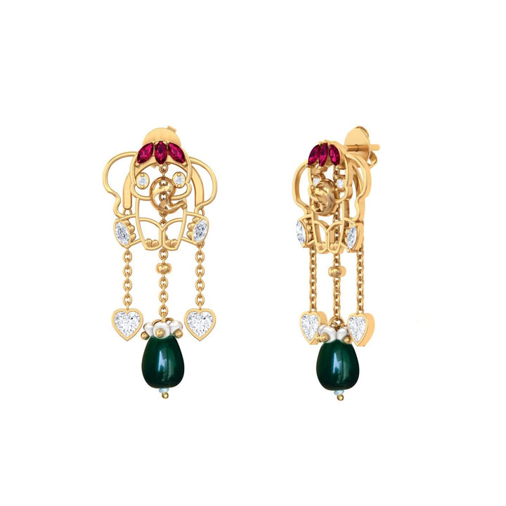 925 Pure Silver Detachable Elephant Tassel Earrings
