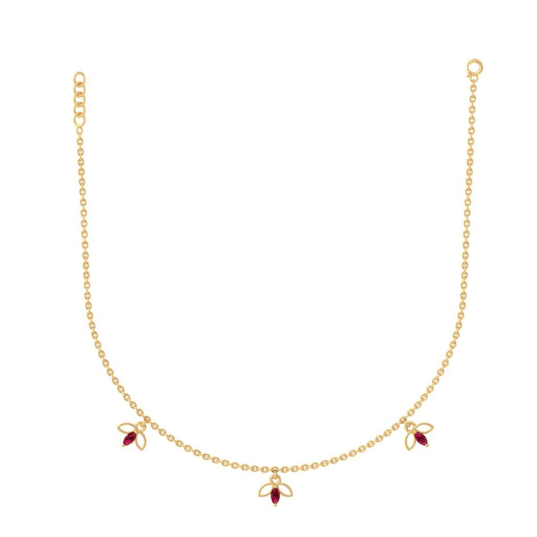 925 Pure Silver Red Leaf Bunch Dainty Necklace