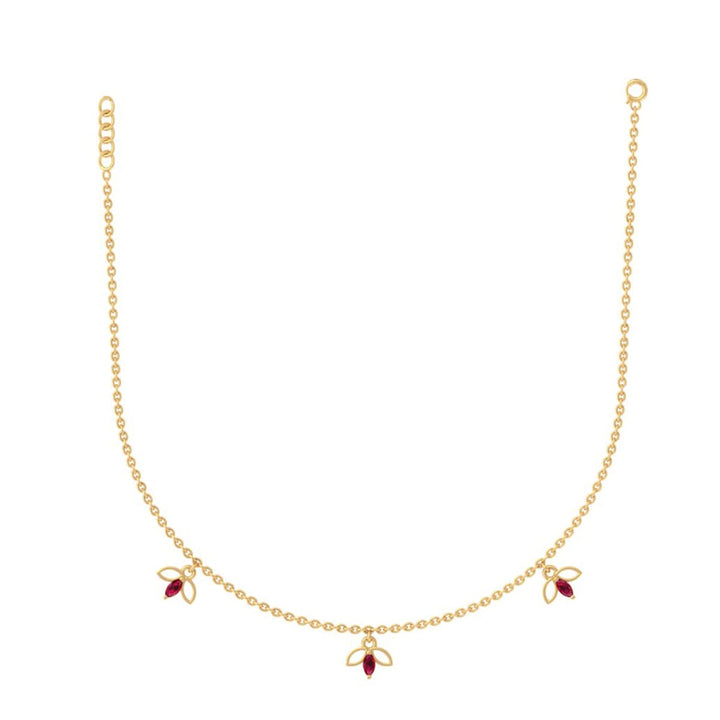 925 Pure Silver Red Leaf Bunch Dainty Necklace