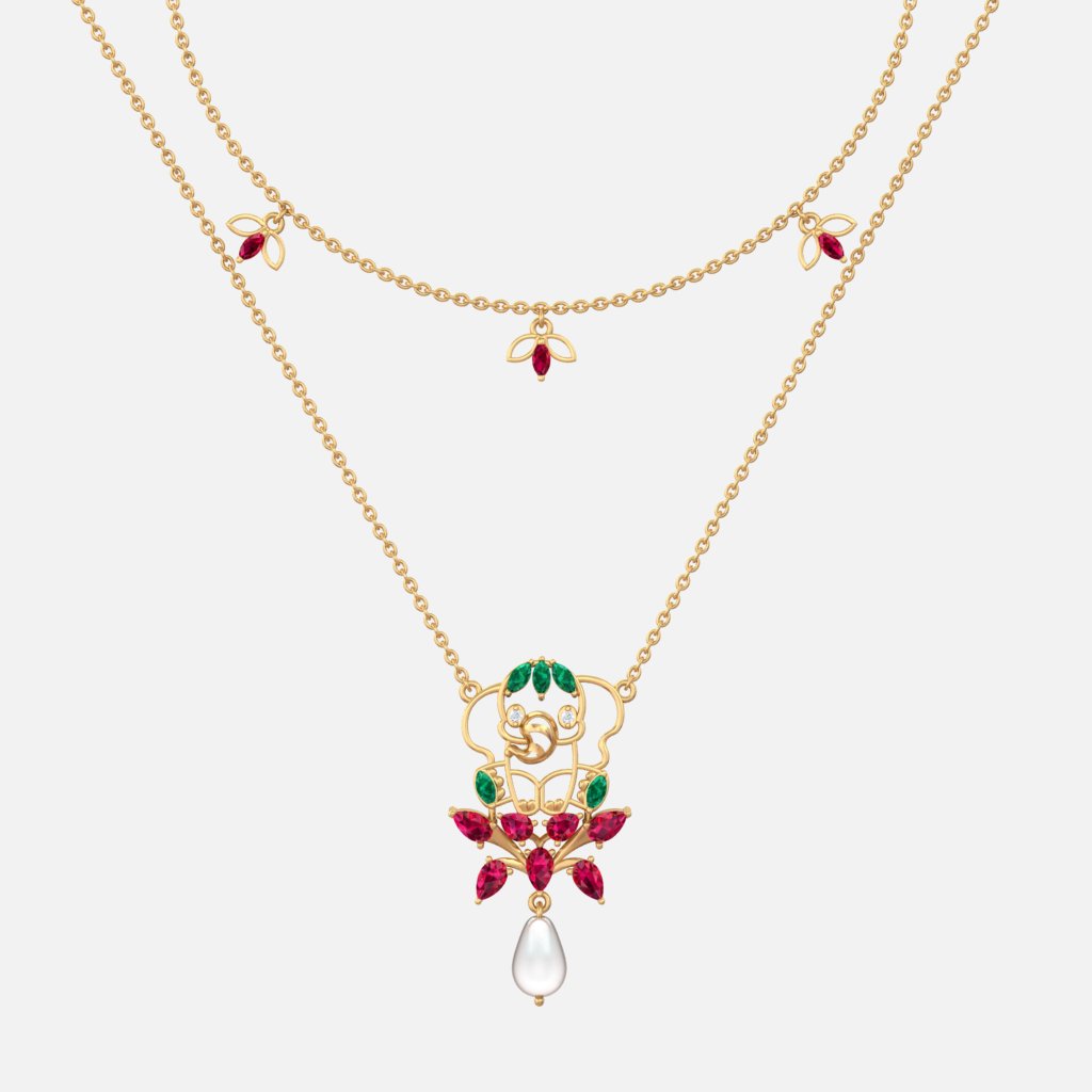 925 Pure Silver Red Leaf Bunch Dainty Necklace