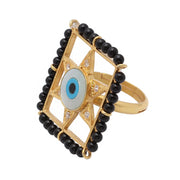 Evil eye and Star Silver Mangalsutra Ring
