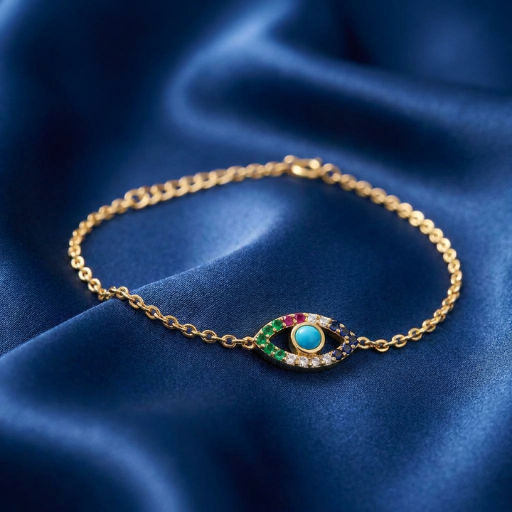 925 Pure Silver Evil Eye Bracelet