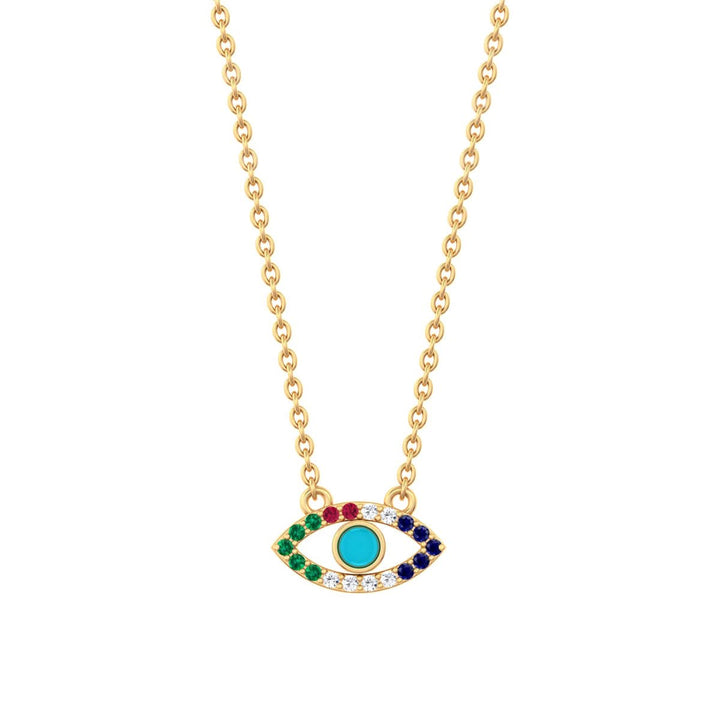 925 Pure Silver Multi-Hue Evil Eye Necklace