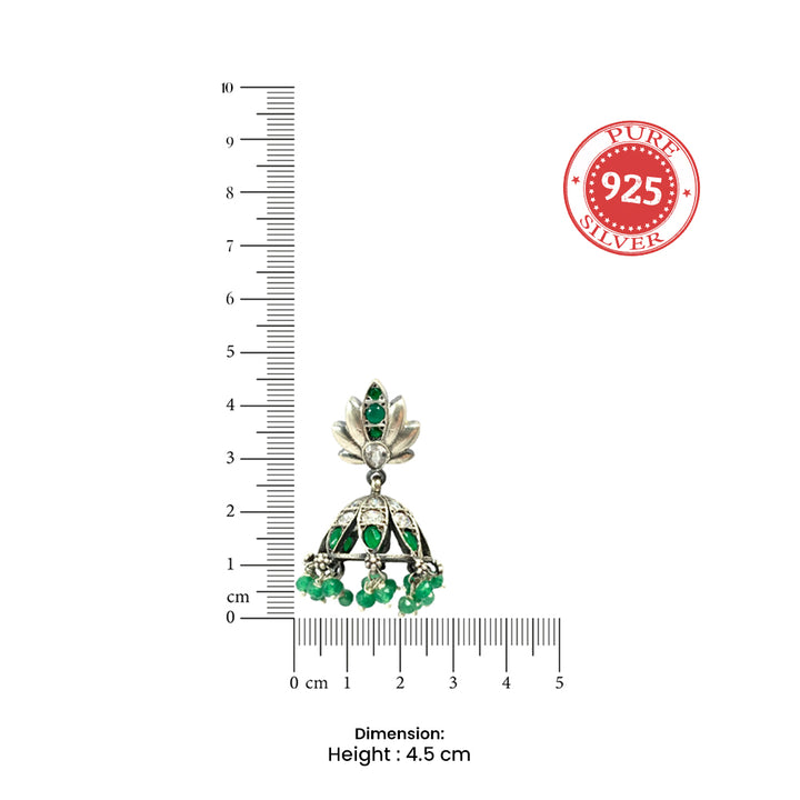 92.5 Silver Oxidised Lotus Jhumki