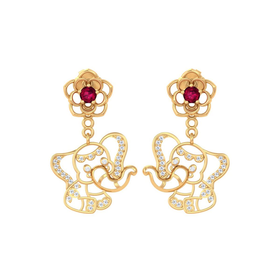 925 Pure Silver Detachable Floral &amp; Elephant Earrings