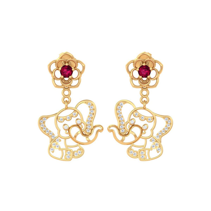 925 Pure Silver Detachable Floral &amp; Elephant Earrings