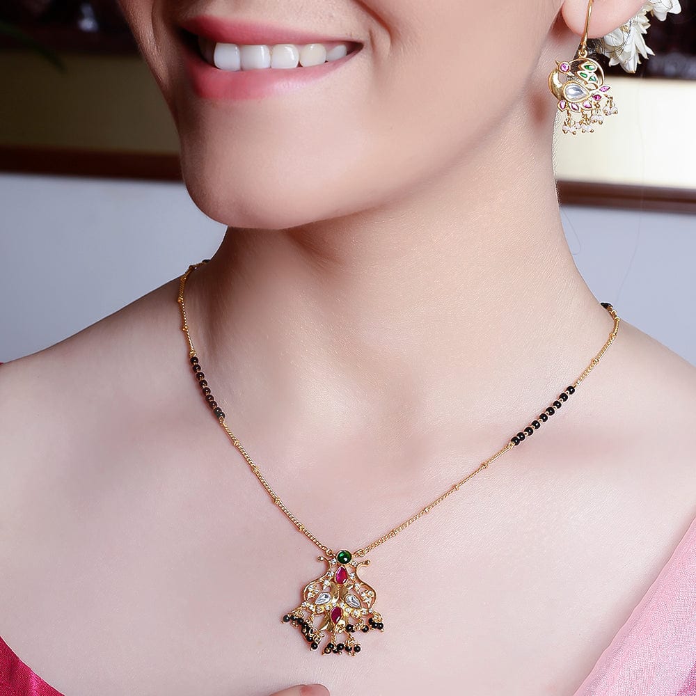 Swan Motifs Silver 92.5 Mangalsutra Necklace