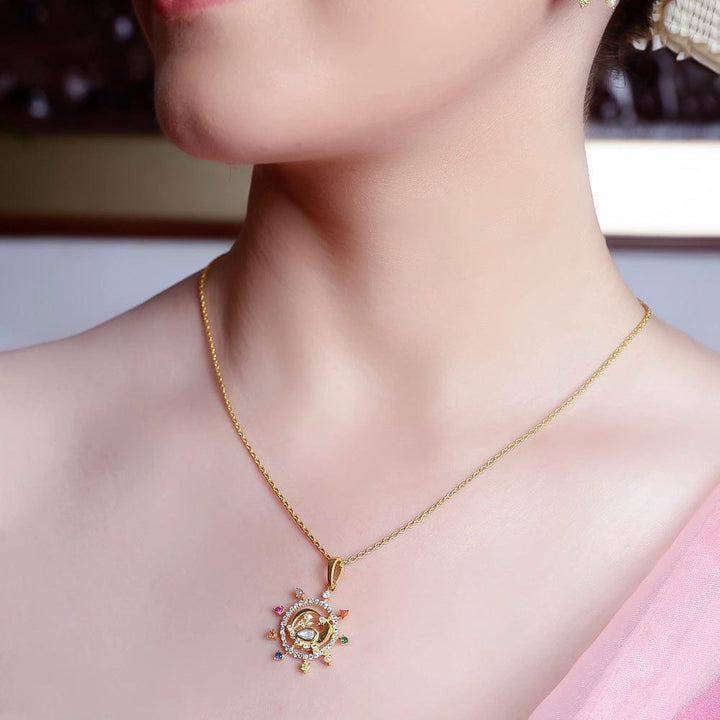 Silver Swan Navratna Necklace