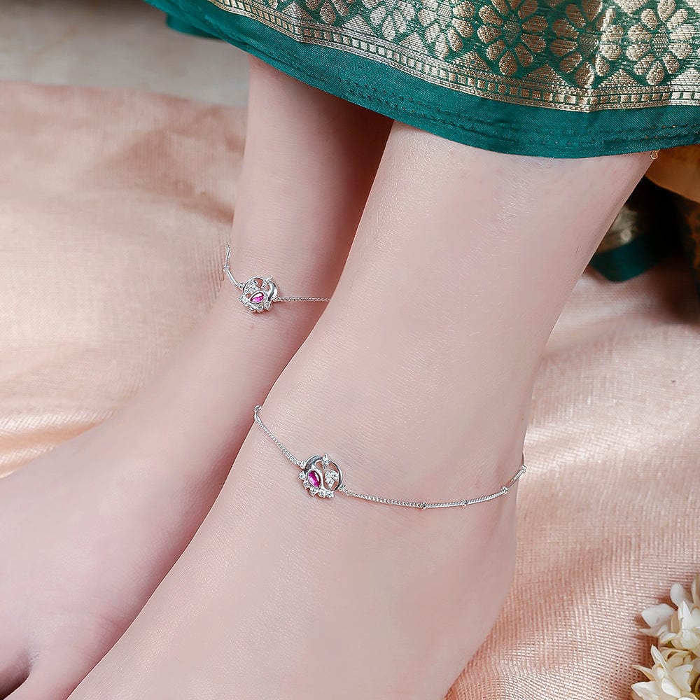 Silver Swan Anklet