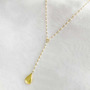 GOLDEN DROP SILVER PEARL NECKLACE