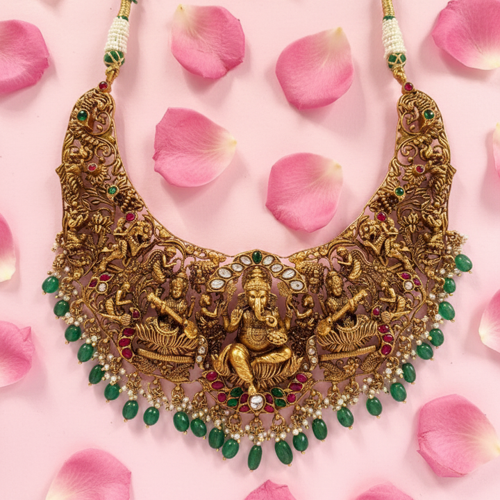 Pure 925 Silver Ganpati Temple Haaram