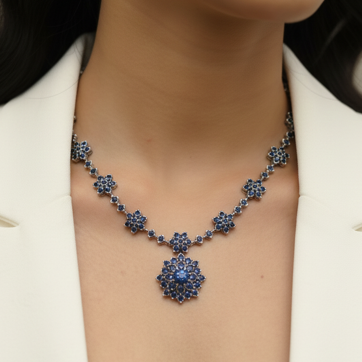 Silver 925 Sapphire Bloom Necklace