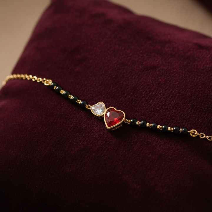 Silver Soulmate Heart Mangalsutra Bracelet