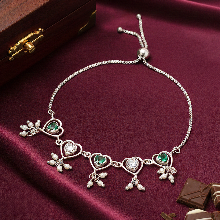 92.5 Sterling Silver everyday heart bracelet