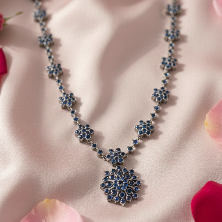 Silver 925 Sapphire Bloom Necklace