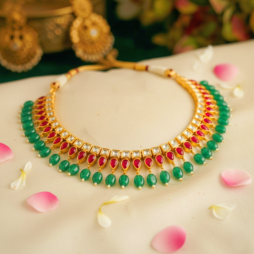 Silver Jadau And Kemp Necklace