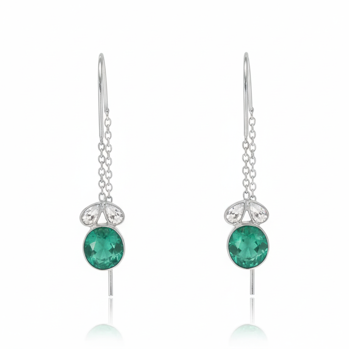 Silver Green Sui Dhaga Earring