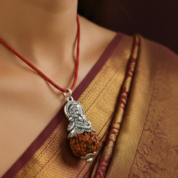 Silver Lord Hanuman Rudraksha Pendant