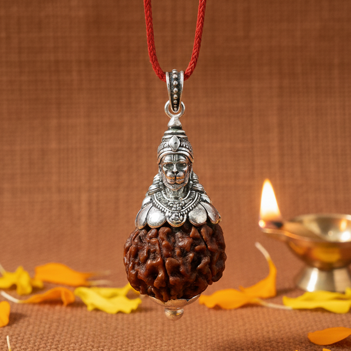 Pure Silver Divine Hanuman ji Rudraksha Pendant