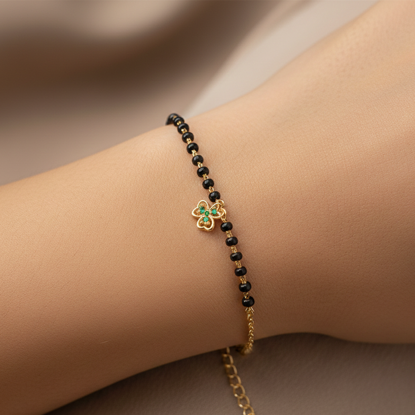 Silver Lucky Clover Mangalsutra Bracelet