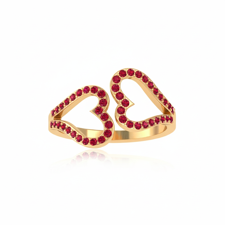 Silver Twin Heart Bloom Ring